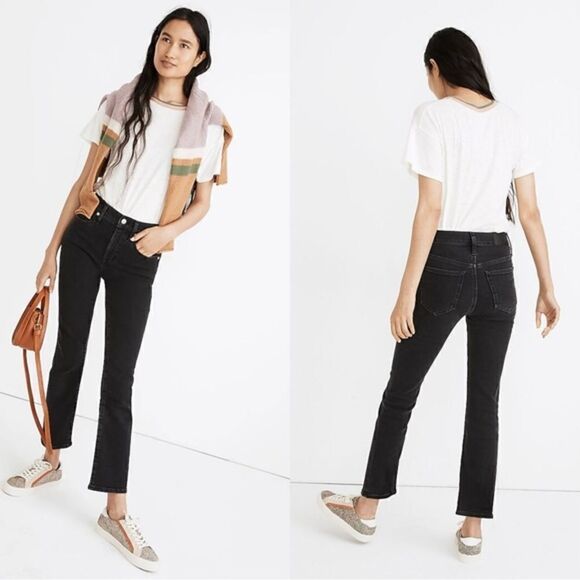 Madewell Cali Demi Black Grey Jeans Straight Leg Size 25 - Picture 1 of 13